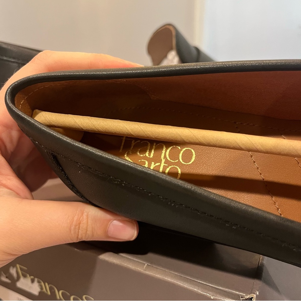 NIB Franco Sarto 9.5 Womens Black Synthetic Faux Leather Loafers Flats Ret $130! - Picture 6 of 11